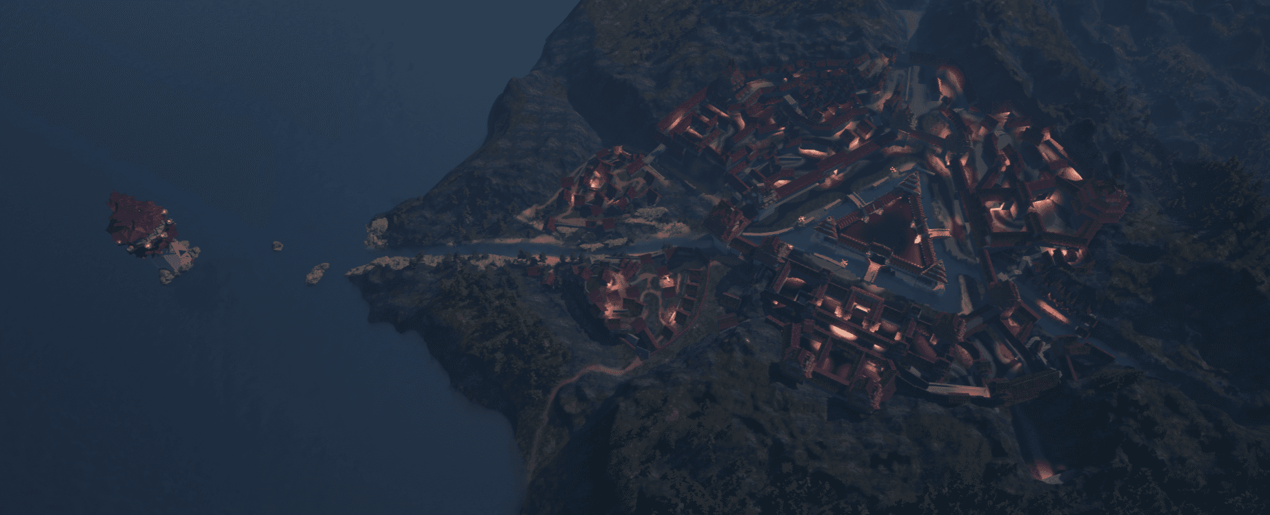 Mockup of the Fire City with textures