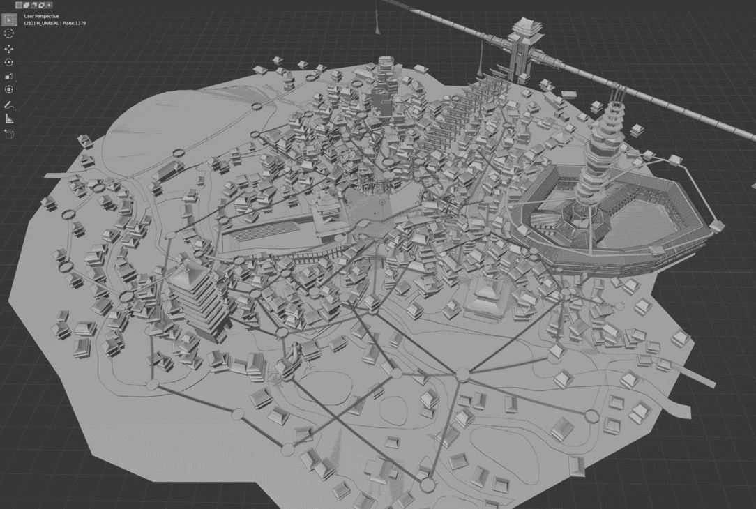 Wood City Model in Blender